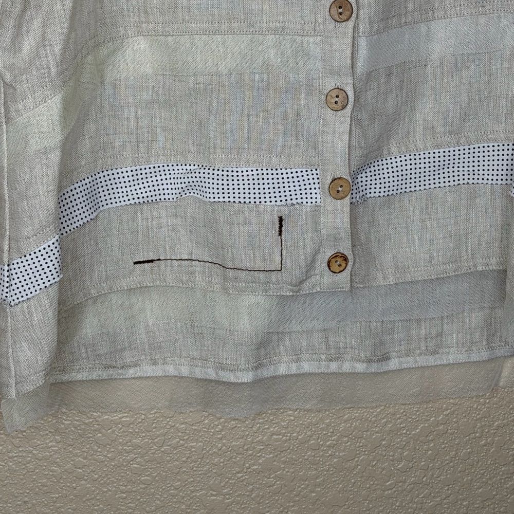 Donna By Donna Vinci Women's‎ Button-Down Linen vest beige neutral artsy - Picture 2 of 8